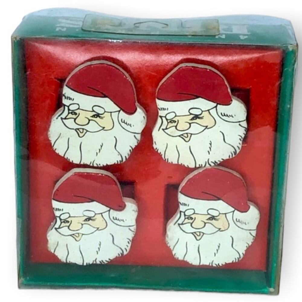 Vintage Hedaya Brothers INC. Santa Claus Napkin Rings Holders Christmas Holidays